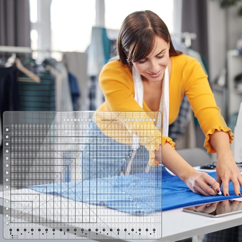 LuxLoome Quilting Ruler, 17-3/4in x 22in,Slotted Patchwork Ruler & Template,Non-Slip Grip Acrylic Fabric Strip Cutting, Sewing, Crafting - Image 5